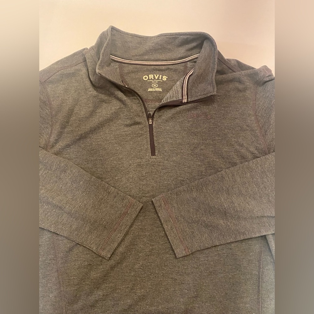 Orvis Men’s Pullover Quarter Zip Long Sleeve Shirt‎ Gray Size XL
